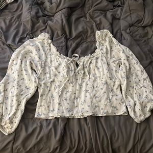 Floral Puff Sleeve Corset Blouse